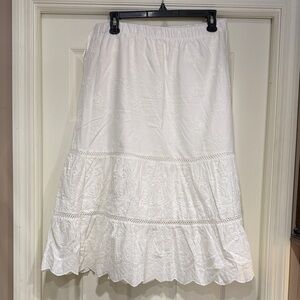 Adiva White Embroidered Maxi Skirt